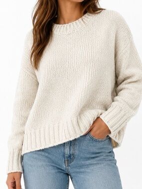 Cynthia Rowley Cream Crew Neck Sweater with accented with Gold Metallic